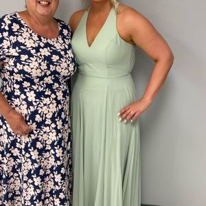 Azazie, bridesmaid dress style Amalfi, color is dusty sage. Worn once.